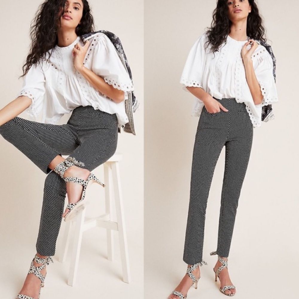 The Essential Slim Pant By Anthropologie Size: 4 Black & White - NWT